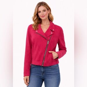 LuLaRoe Presley Red Cotton Moto Jacket 3XL